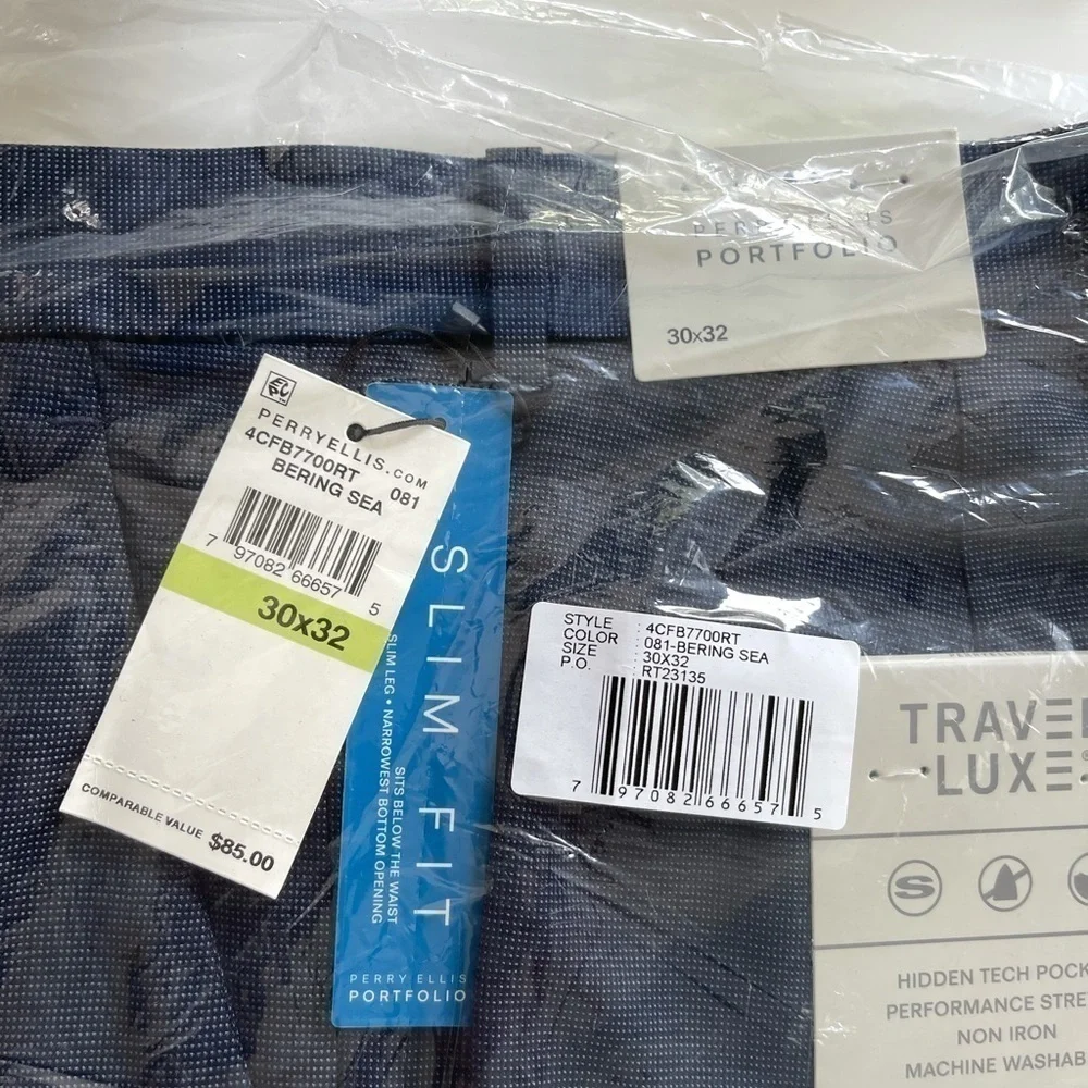 Perry Ellis Slim Fit Travel Luxe Pant Bering Sea